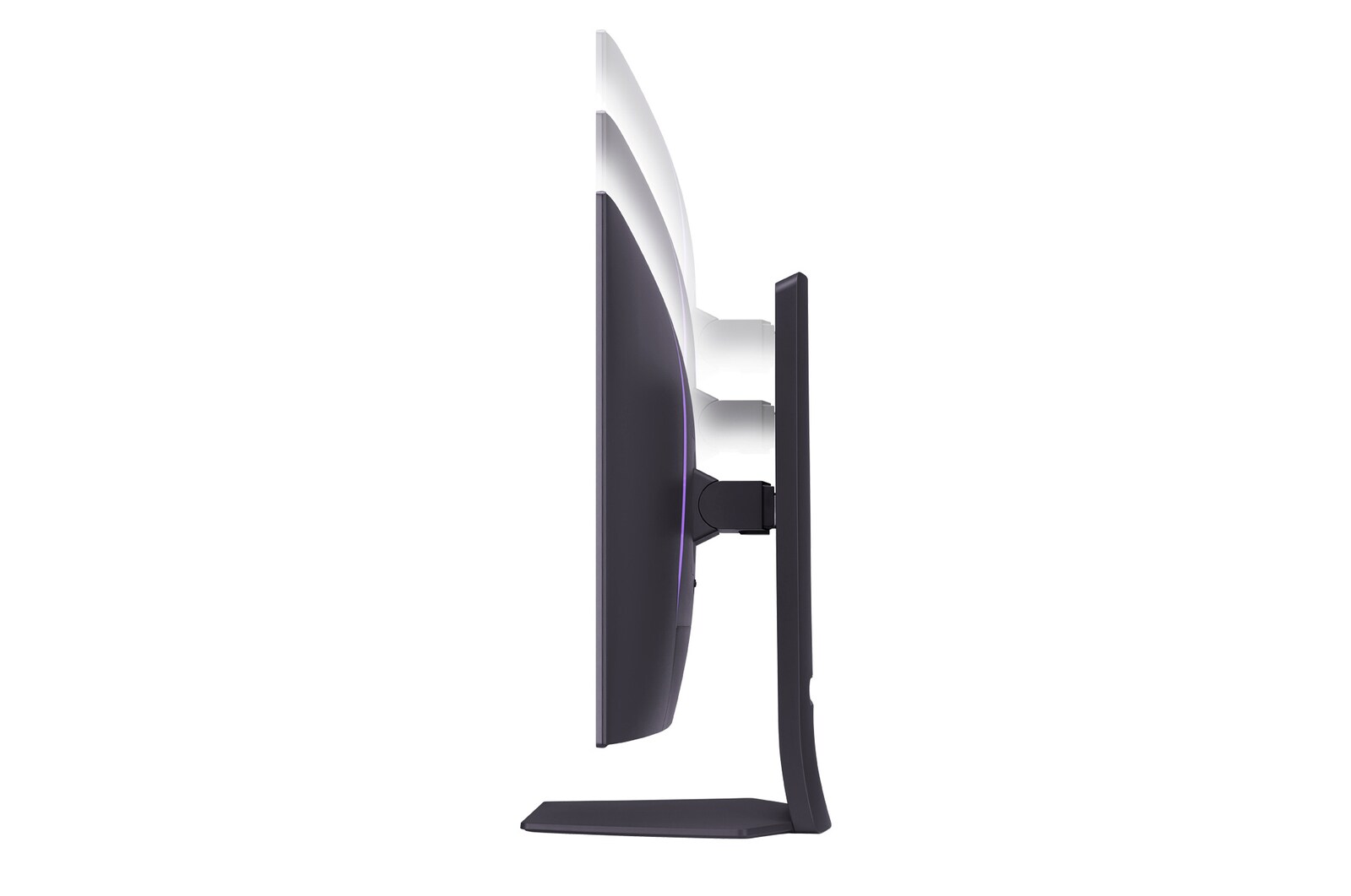 side view with monitor height moving downwards on with lights on
