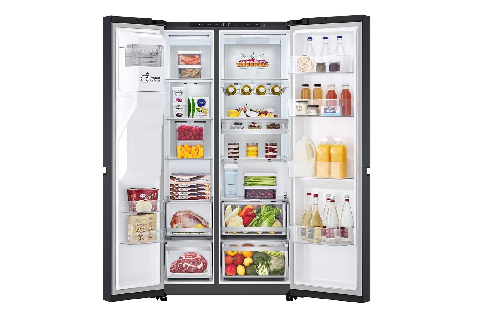 LG 623L Side by Side Fridge with Smart Inverter Compressor™ in Essence Black Steel, GS-L6104EV