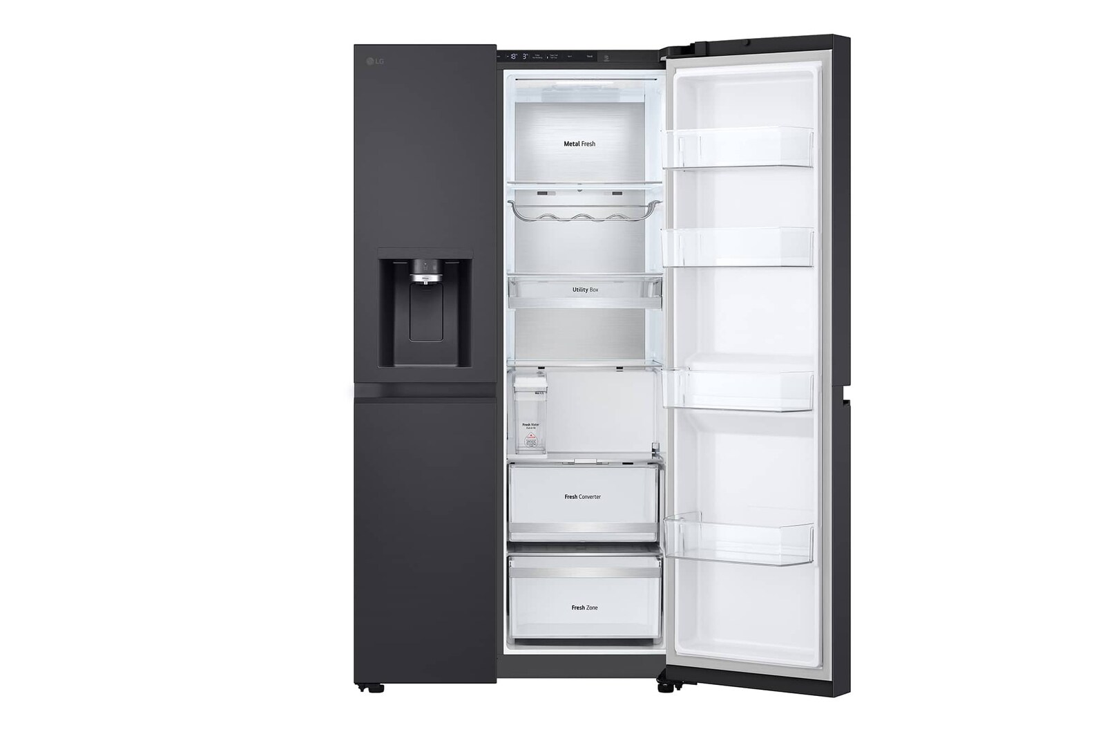 LG 623L Side by Side Fridge with Smart Inverter Compressor™ in Essence Black Steel, GS-L6104EV