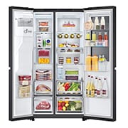 LG 628L InstaView® Door-in-Door® Side by Side Fridge in Essence Black Steel, GS-X6104EV