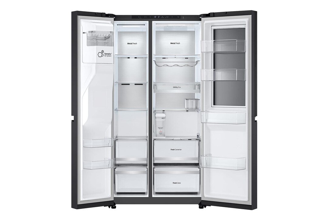 LG 628L InstaView® Door-in-Door® Side by Side Fridge in Essence Black Steel, GS-X6104EV