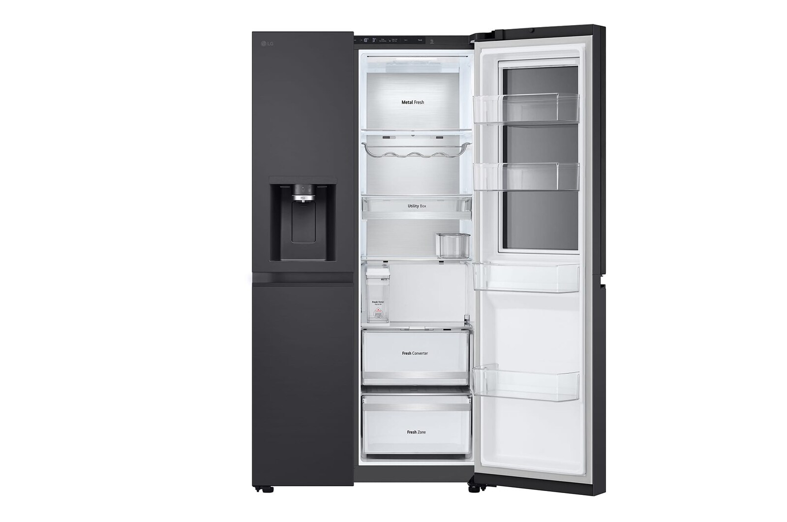 LG 628L InstaView® Door-in-Door® Side by Side Fridge in Essence Black Steel, GS-X6104EV