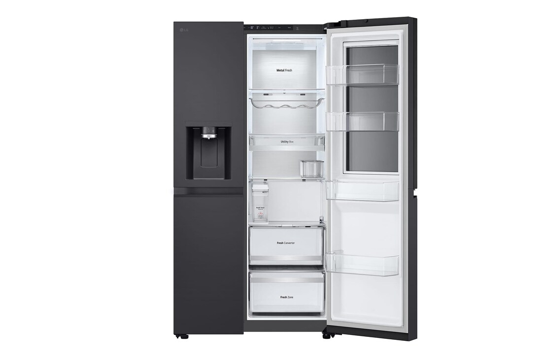 LG 628L InstaView® Door-in-Door® Side by Side Fridge in Essence Black Steel, GS-X6104EV