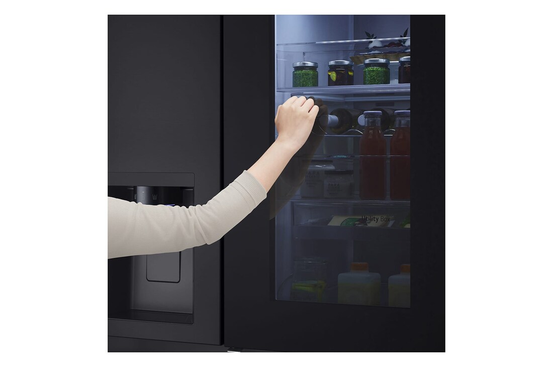 LG 628L InstaView® Door-in-Door® Side by Side Fridge in Essence Black Steel, GS-X6104EV
