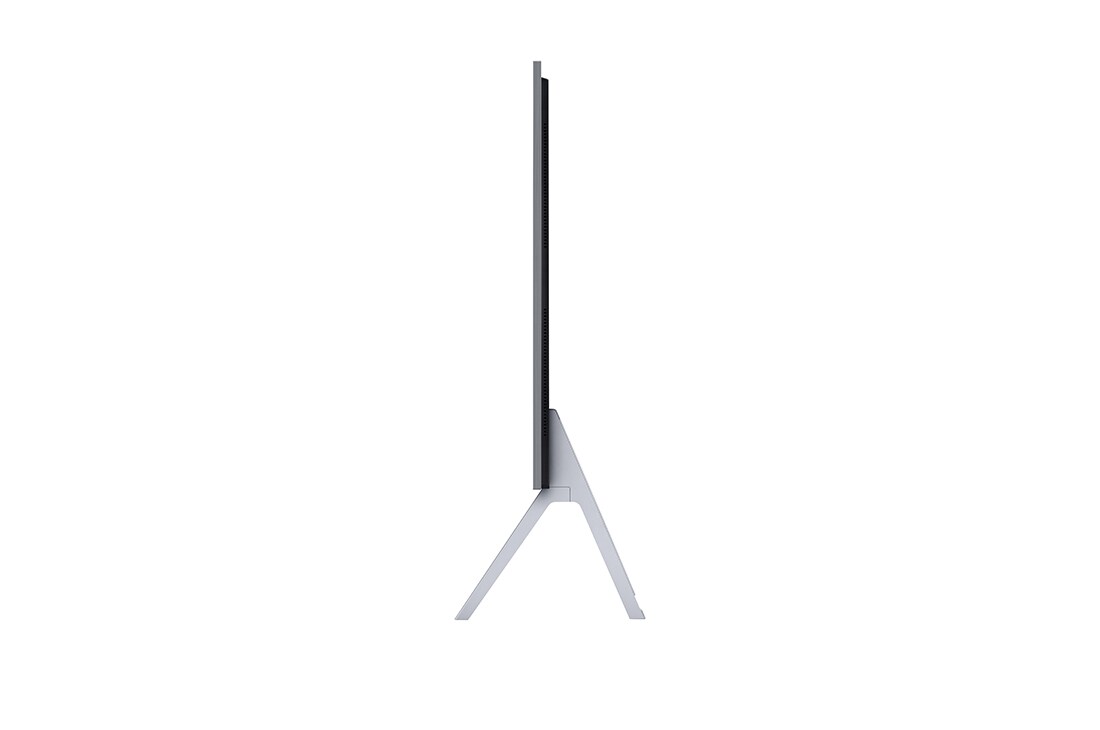 Left side view of the ultra-slim side edge of LG OLED M3 on the stand