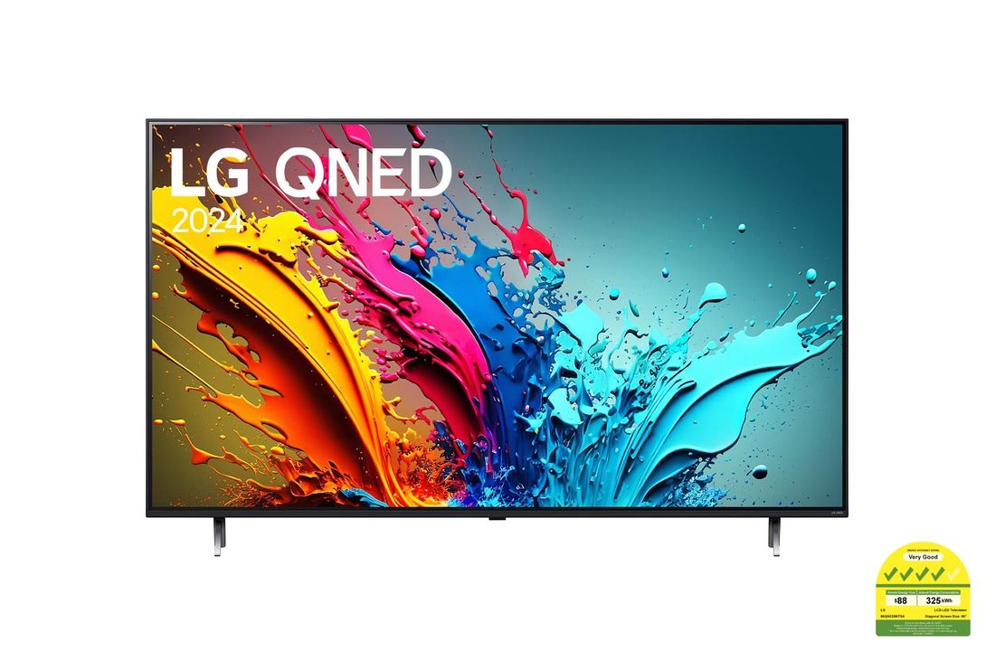 Front view of QNED86 with LG QNED, and 2024 on screen