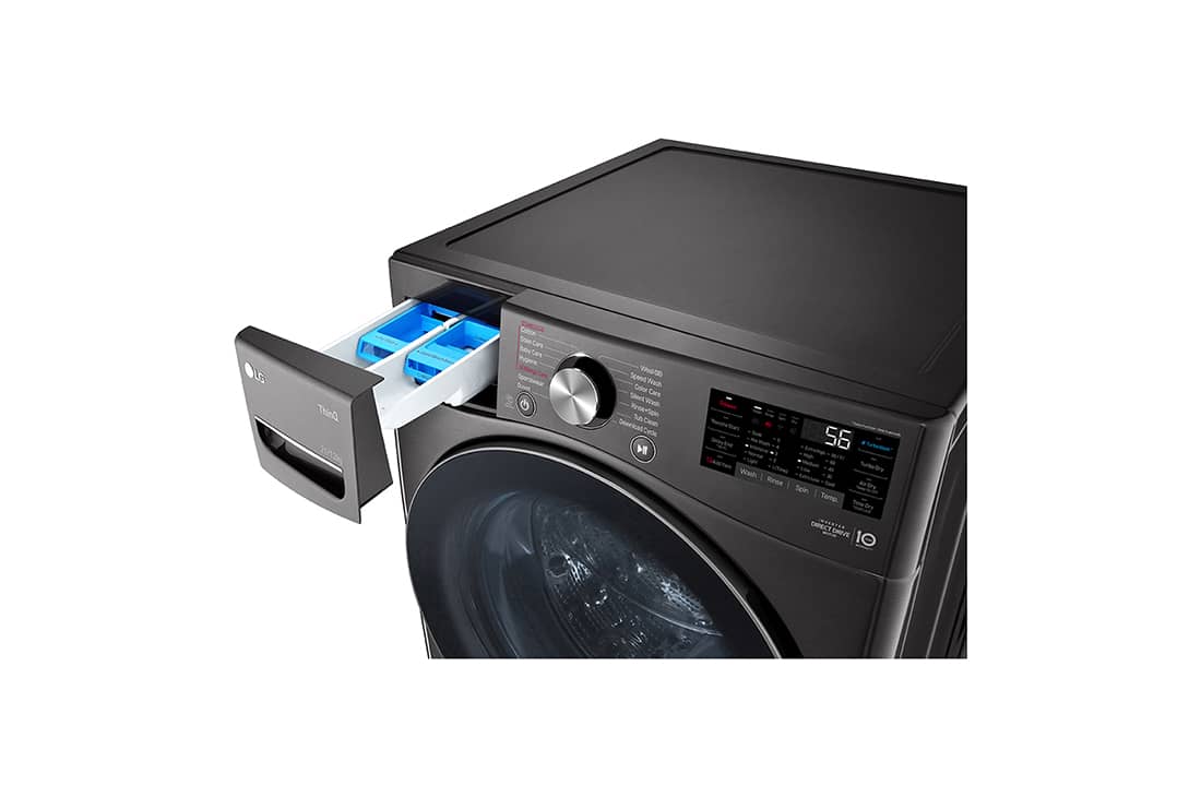 LG 21/12kg, AI Direct Drive Front Load Washer Dryer in Black Steel, F2721HVRB