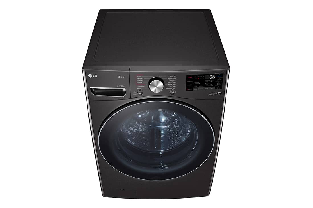 LG 21/12kg, AI Direct Drive Front Load Washer Dryer in Black Steel, F2721HVRB