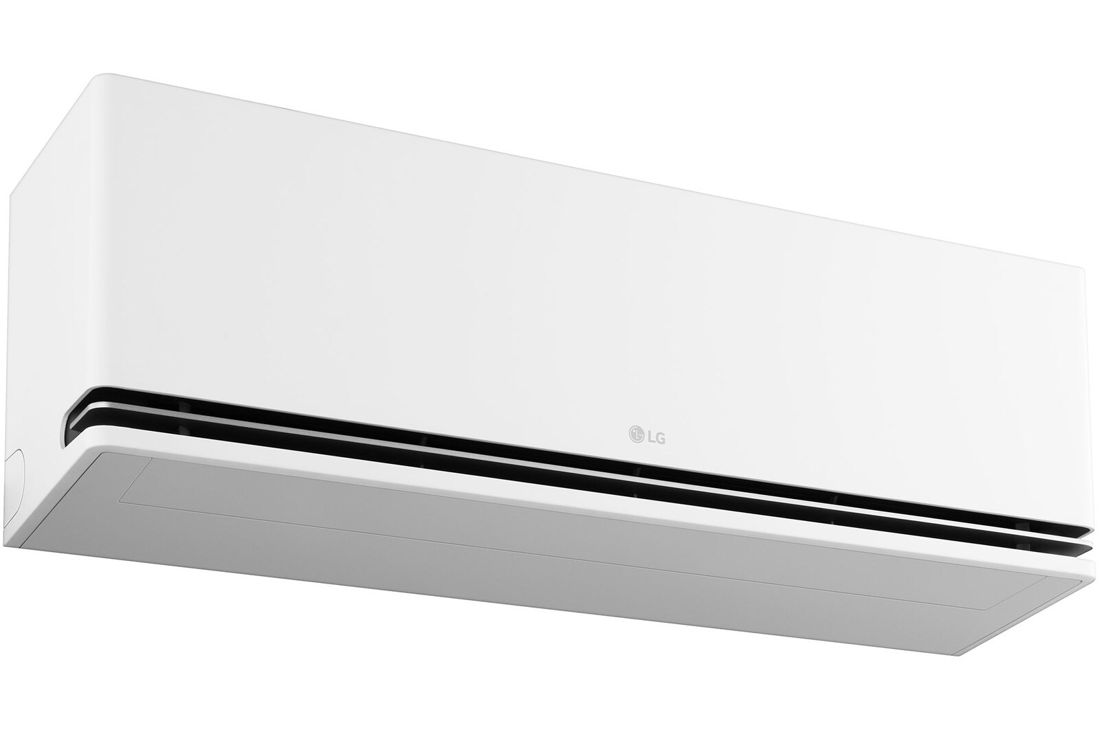 มุมมองด้านหน้าซ้ายมุมต่ำของเครื่องปรับอากาศ LG ai