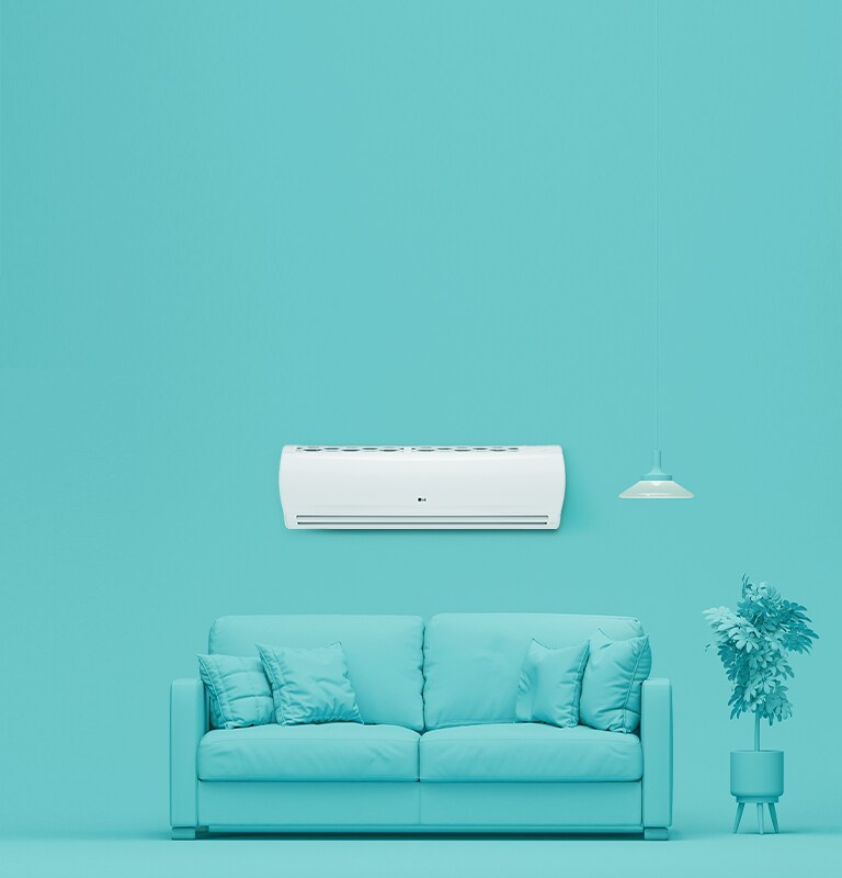 ห้องนั่งเล่นทันสมัยพร้อมเครื่องปรับอากาศ LG