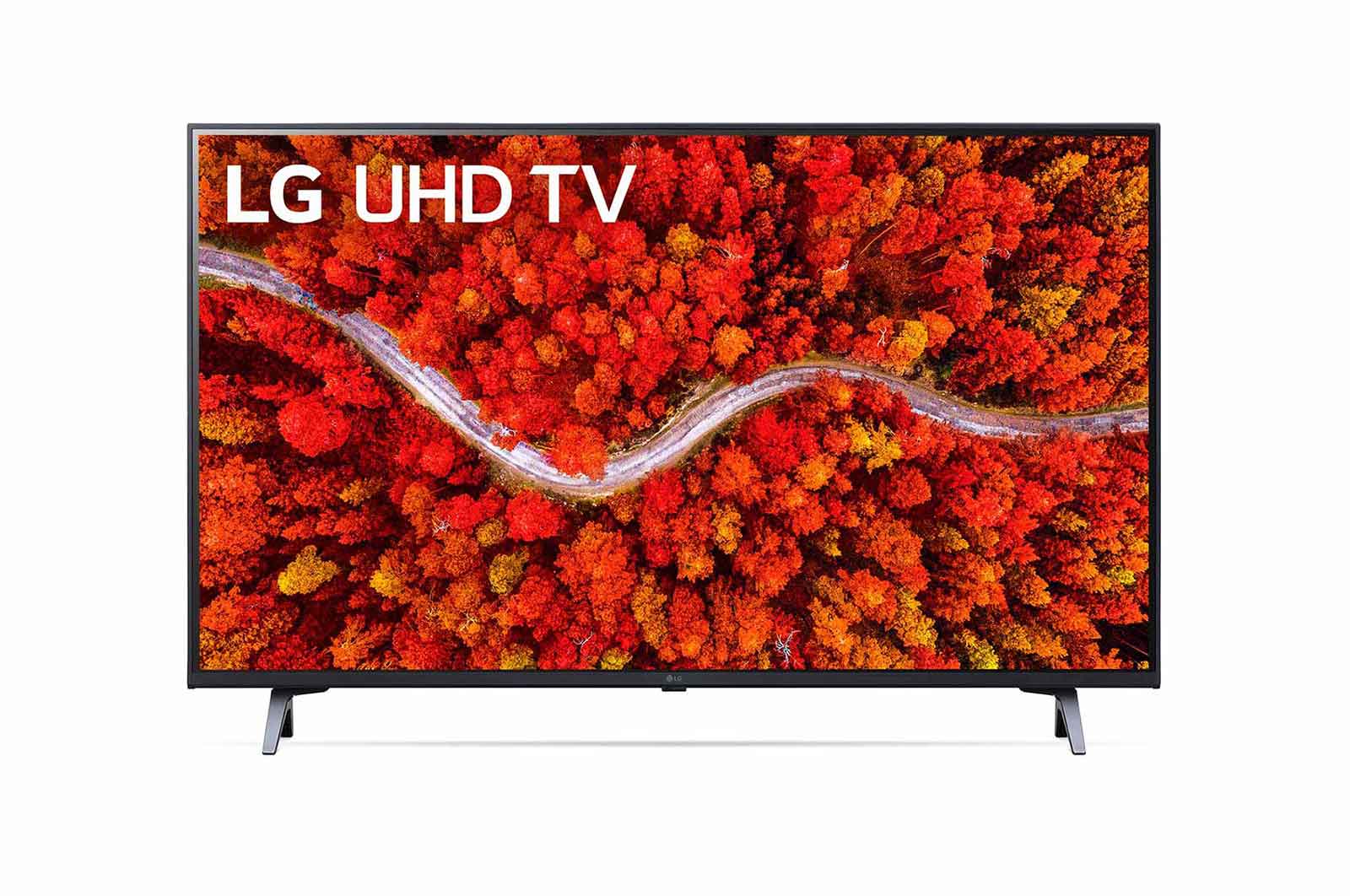 มุมมองด้านหน้าของ LG UHD 4K Smart TV รุ่น 43UP8000 | Real 4K | HDR10 Pro | LG ThinQ AI  |  Google Assistant 43UP8000PTB