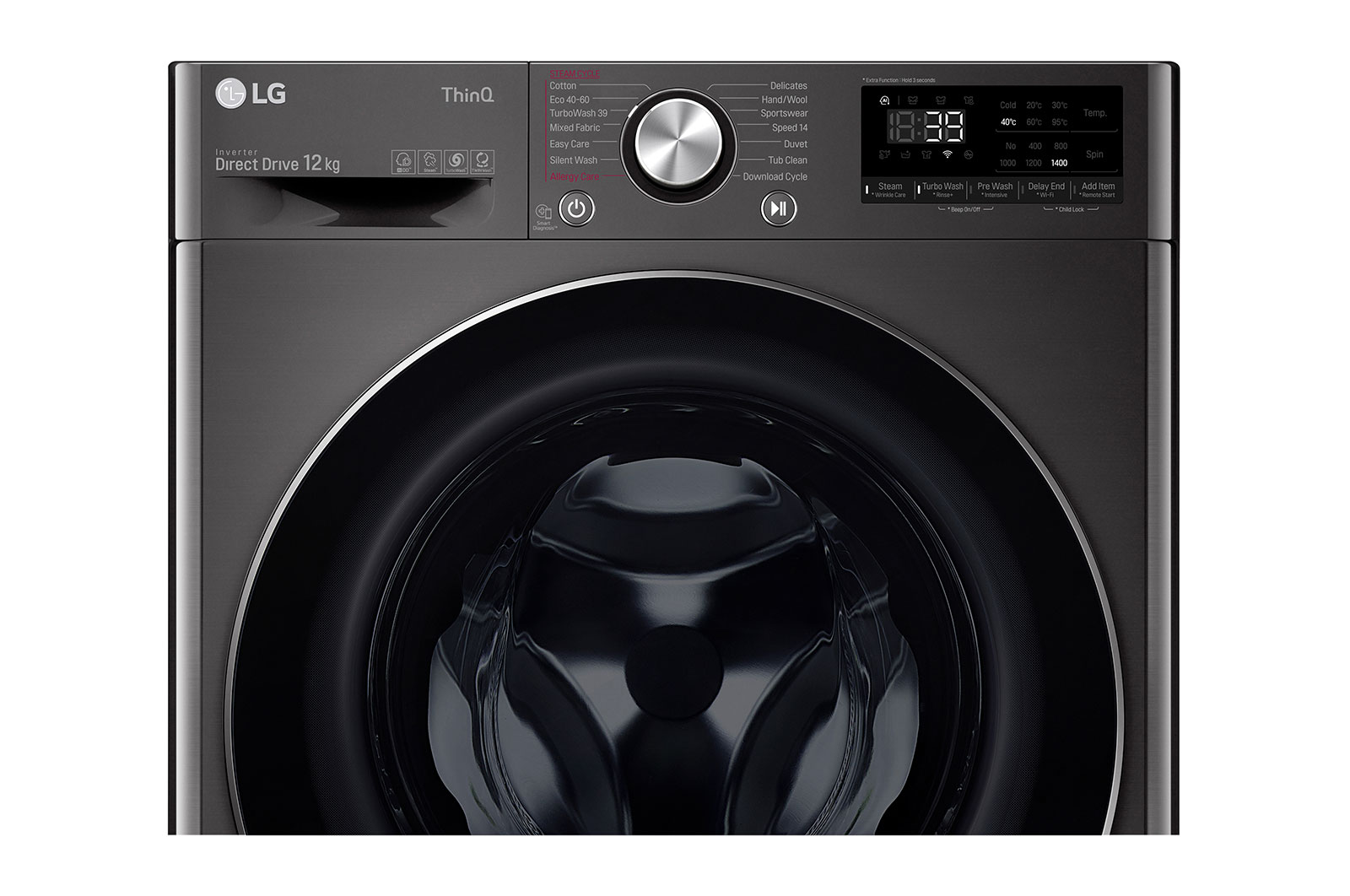 LG เครื่องซักผ้าฝาหน้า รุ่น FV1412S2B ระบบ AI DD™ ความจุซัก 12 กก. พร้อม Smart WI-FI control ควบคุมสั่งงานผ่านสมาร์ทโฟน, FV1412S2B