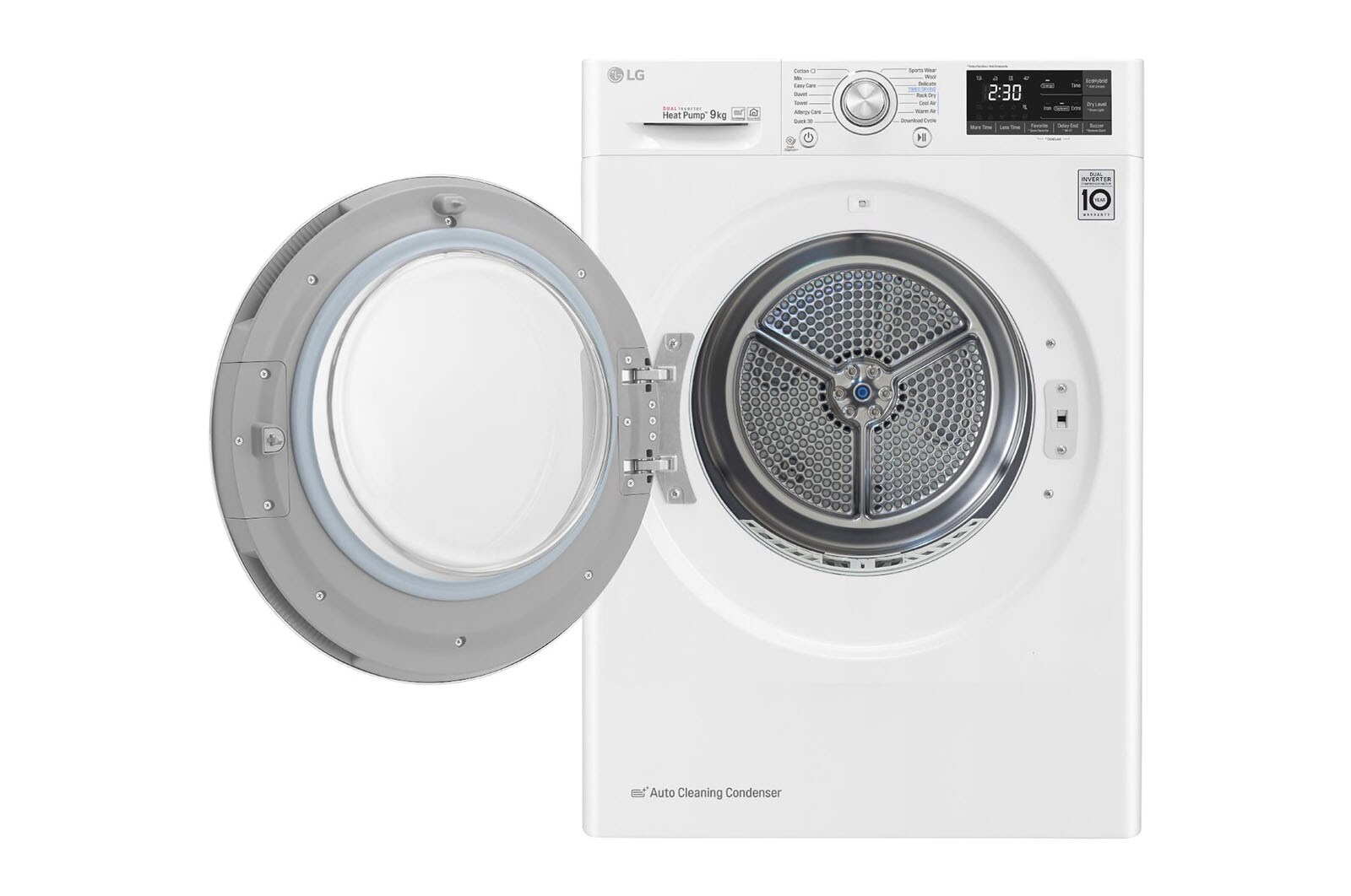 LG เครื่องอบผ้า รุ่น RC09VHP2W ระบบ DUAL Inverter Heat PumpTM ความจุ 9 กก. พร้อม Smart WI-FI control ควบคุมสั่งงานผ่านสมาร์ทโฟน, RC09VHP2W