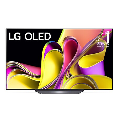 มุมมองด้านหน้าพร้อมด้วย LG OLED และสัญลักษณ์ 10 ปี OLED อันดับ 1 ของโลก