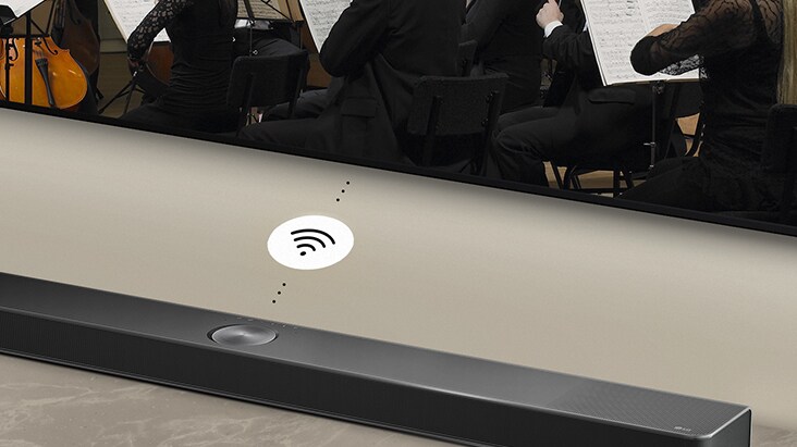 มีคลิปวิดีโอทางด้านขวาที่แสดงให้เห็นว่าสามารถเชื่อมต่อ LG Sound Bar SC9S กับทีวีแบบไร้สาย