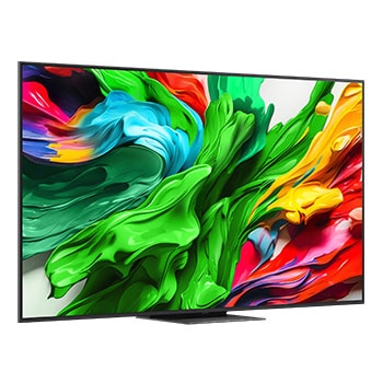 LG QNED evo QNED85 TV’nin sola bakan görünümü 