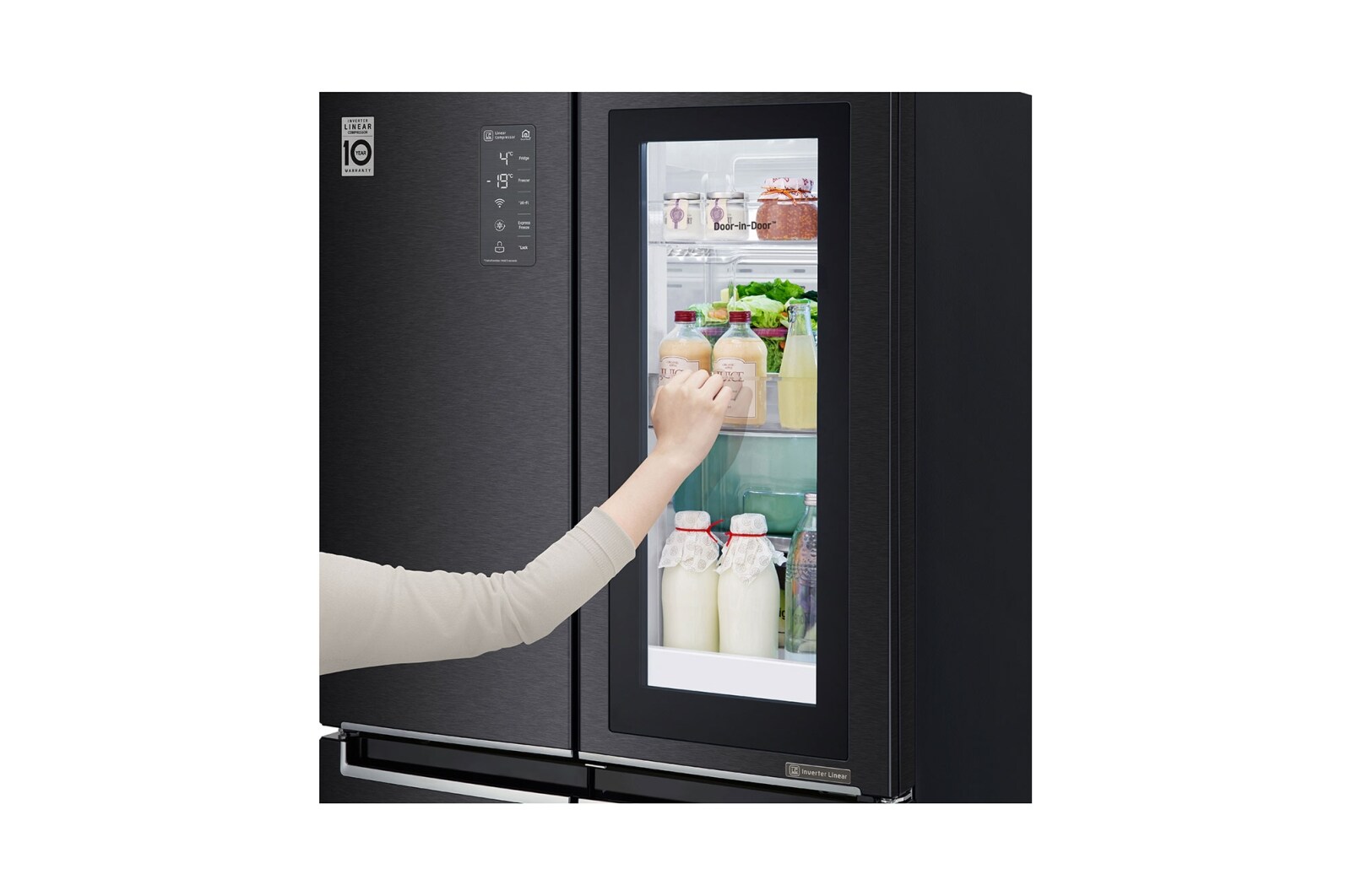 LG InstaView No Frost Buzdolabı  530 Litre 83,5cm Genişlik DoorCooling+ & Hygiene FRESH⁺ᵀᴹ  Mat Siyah, GC-Q22FTQKL