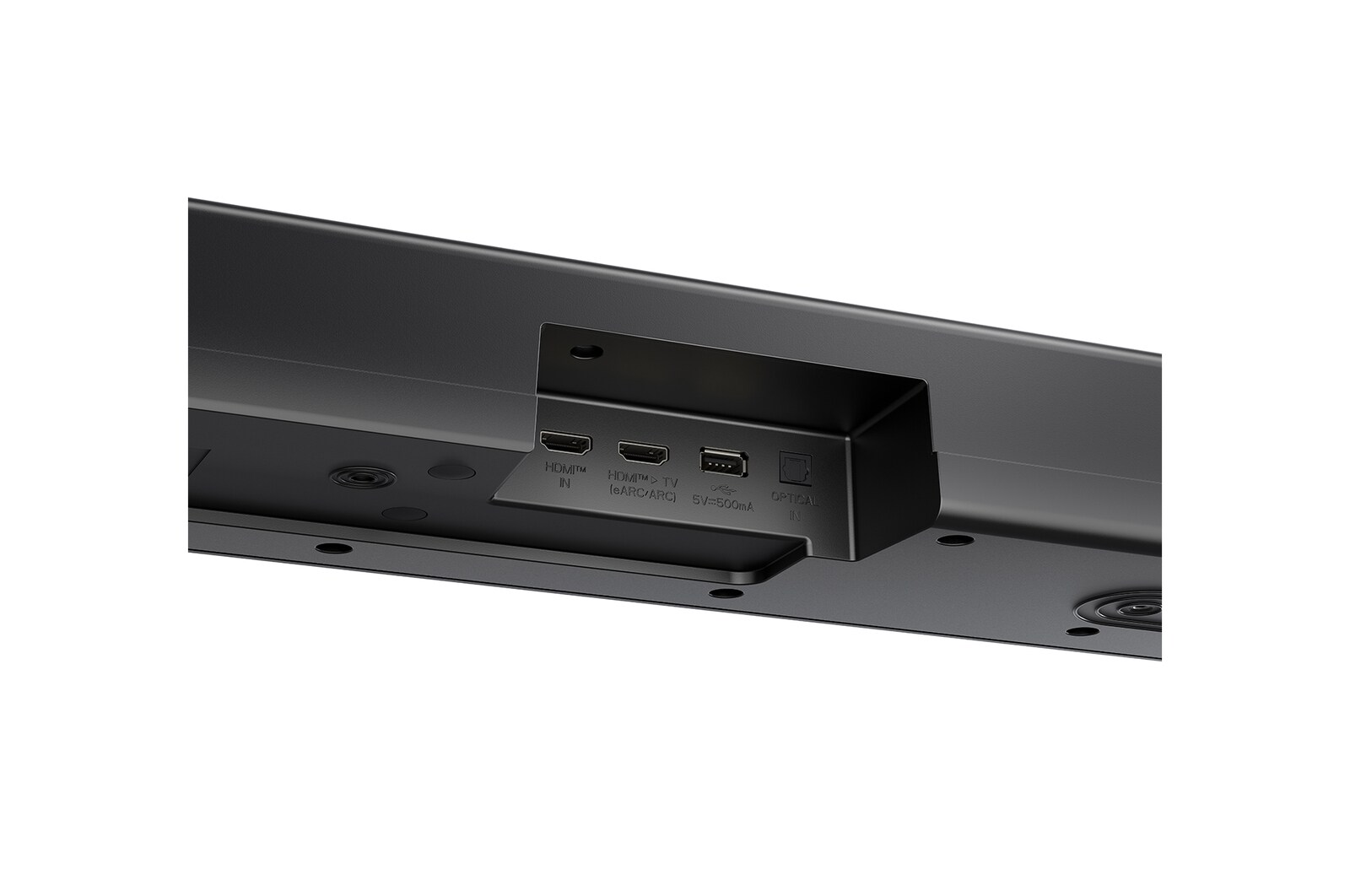 LG Soundbar S70TY’nin arkasının açılı görünümü
