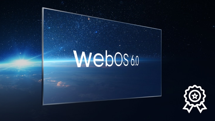 這張抽象圖片顯示了應用 webOS 6.0 的顯示器已獲認證。