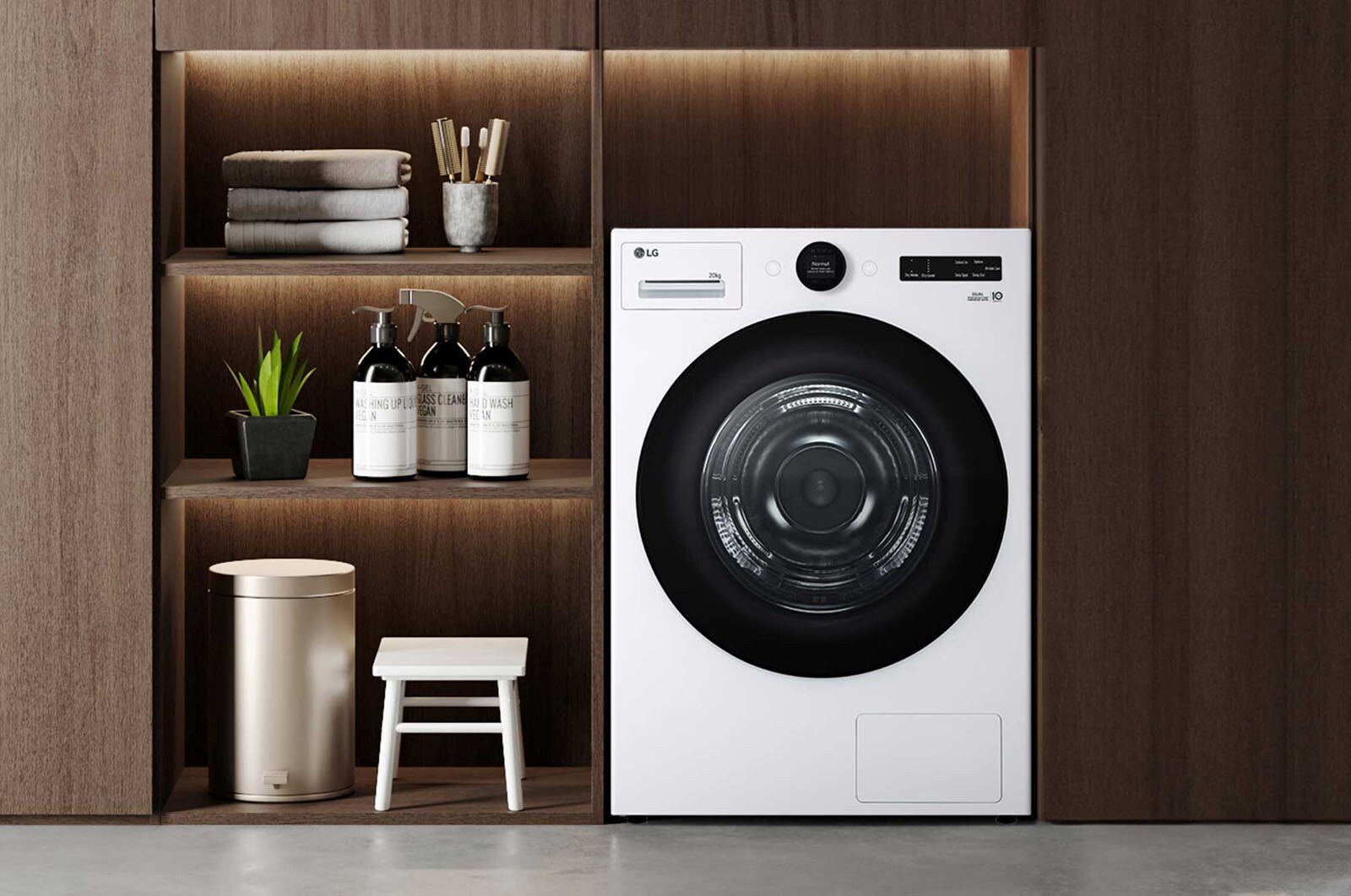 LG 20公斤 AI 免曬衣乾衣機｜雙變頻熱泵除濕｜冰瓷白, WR-20DW