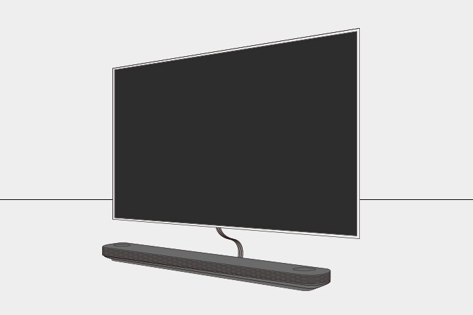 前端檢視：掛在牆上的LG SIGNATURE OLED壁畫電視