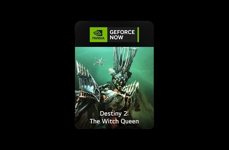 有一個影像方塊，上面有 GeForce NOW 的標誌和遊戲影像。