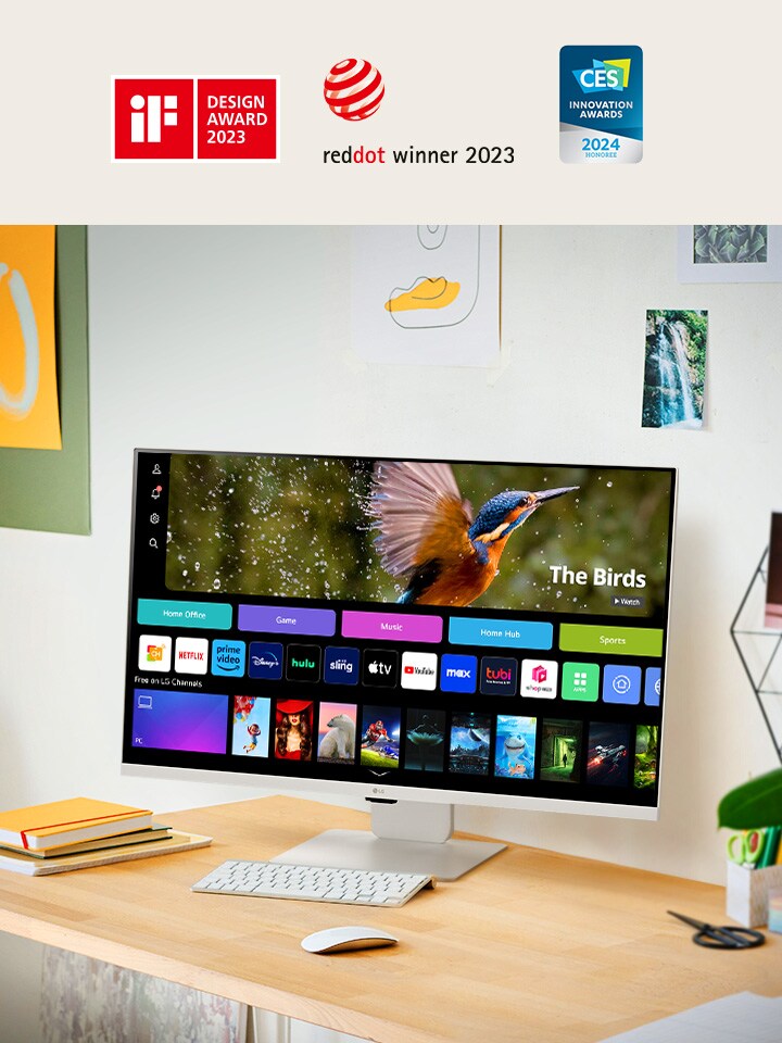 LG MyView Smart Monitor 採用 webOS 主頁 UI 屏幕設計，非常適合放置在狹小的個人空間之中。