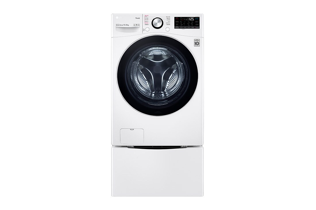 LG TWINWash™ 雙能洗  (蒸洗脫烘)｜15公斤+2公斤洗衣容量 (冰瓷白), TW15DPT.200AHW