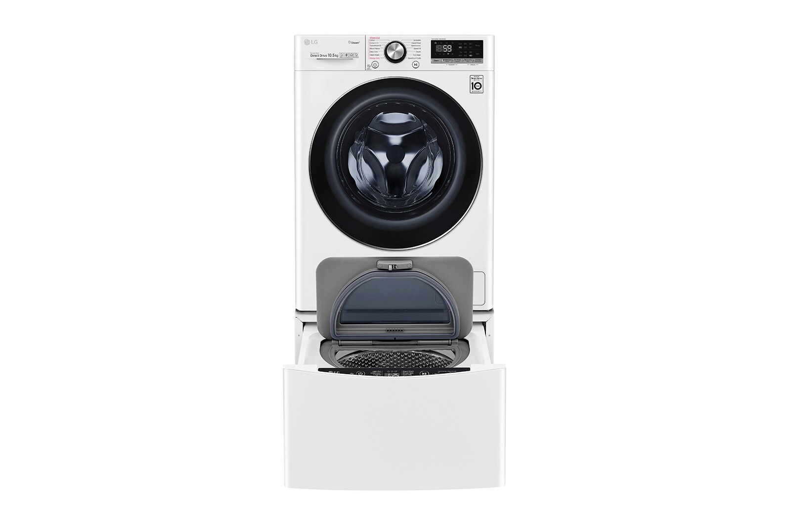 LG TWINWash™ 雙能洗 (蒸洗脫)｜10.5公斤+2公斤洗衣容量 (冰瓷白), TW105WPT.200HW