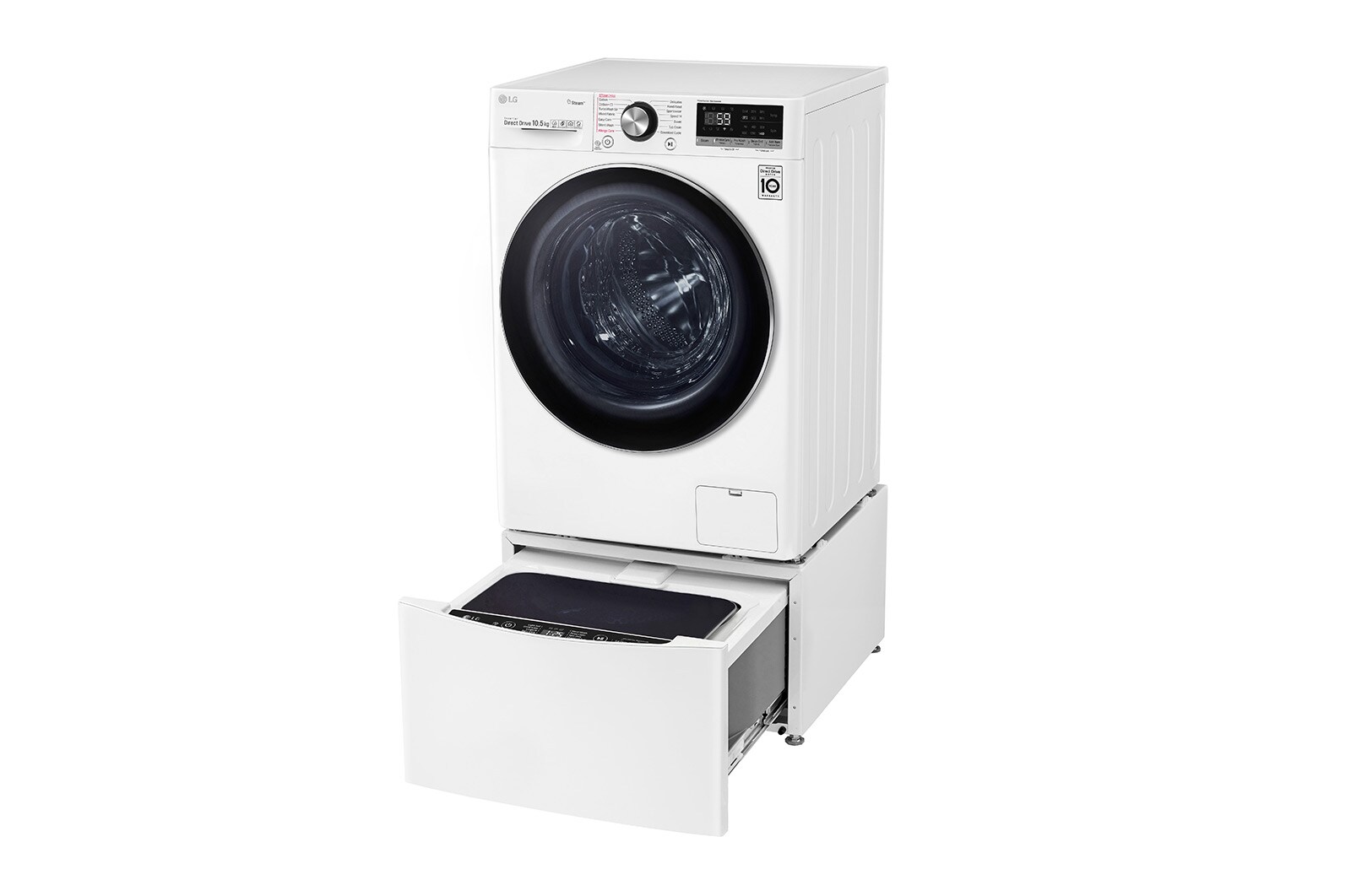 LG TWINWash™ 雙能洗 (蒸洗脫)｜10.5公斤+2公斤洗衣容量 (冰瓷白), TW105WPT.200HW