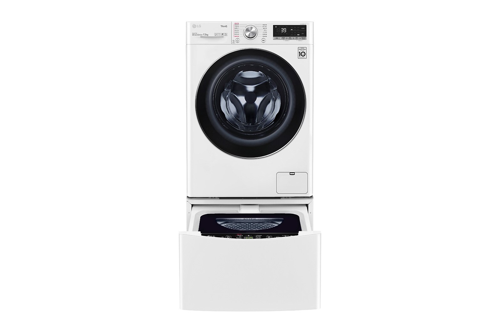 LG TWINWash™ 雙能洗 (蒸洗脫)｜13公斤+2公斤洗衣容量 (冰瓷白), TW13BPT