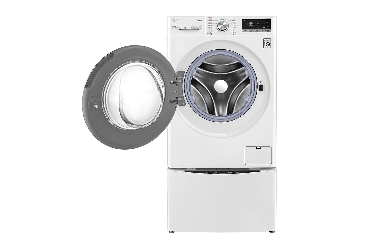 LG TWINWash™ 雙能洗 (蒸洗脫)｜13公斤+2公斤洗衣容量 (冰瓷白), TW13BPT