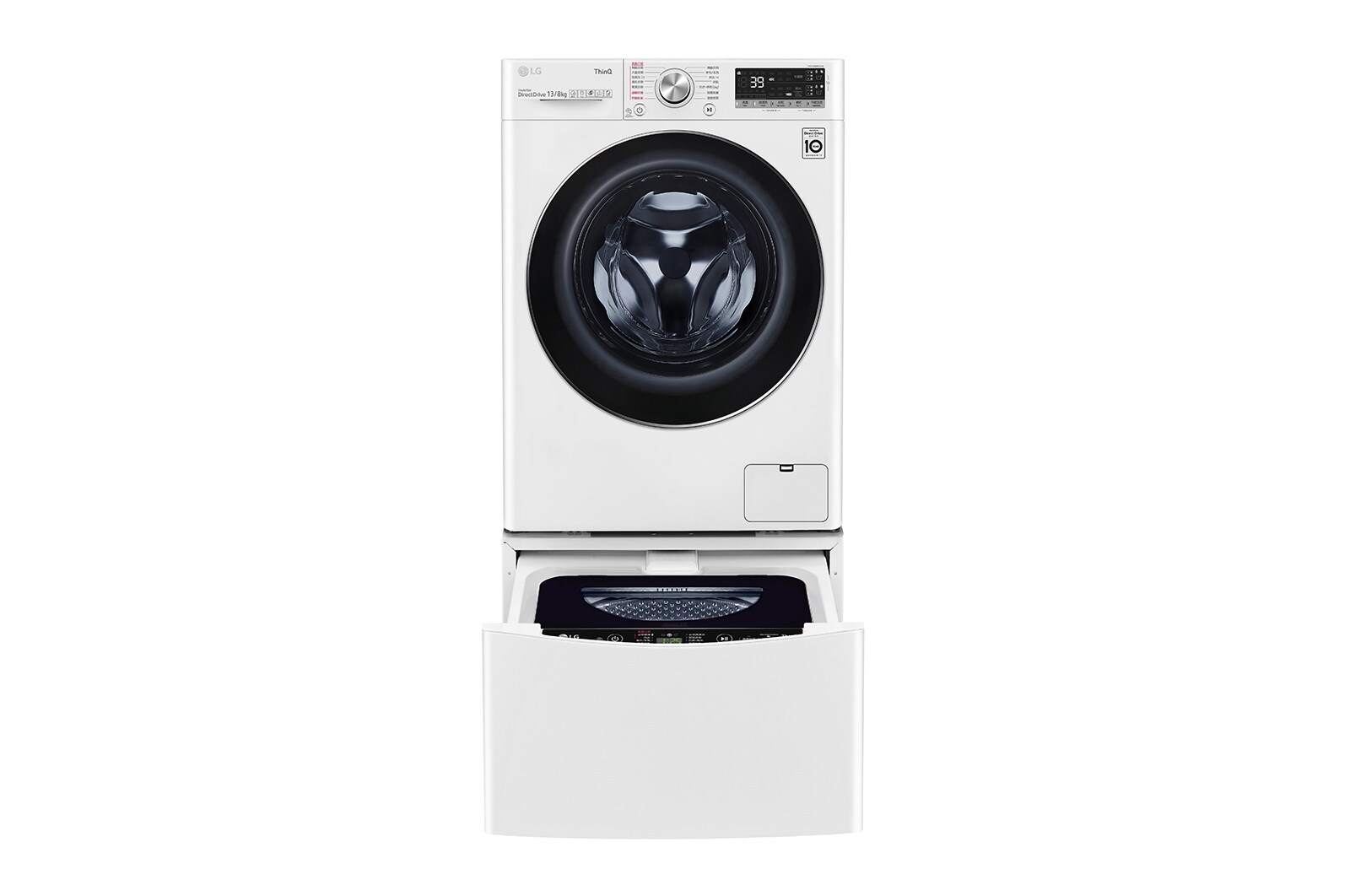 LG TWINWash™ 雙能洗 (蒸洗脫烘)｜13公斤+2公斤洗衣容量 (冰瓷白), TW13DPT