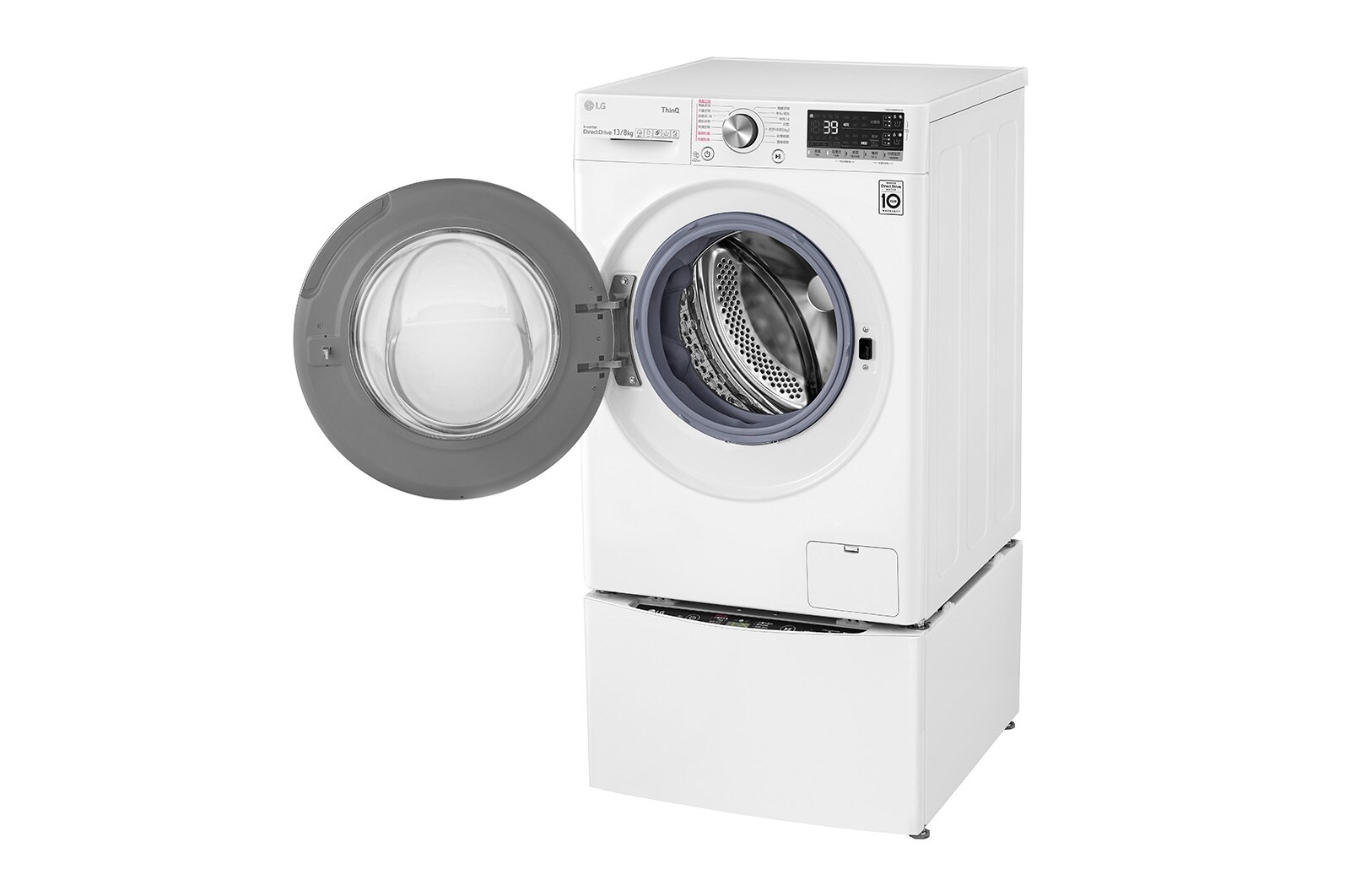 LG TWINWash™ 雙能洗 (蒸洗脫烘)｜13公斤+2公斤洗衣容量 (冰瓷白), TW13DPT