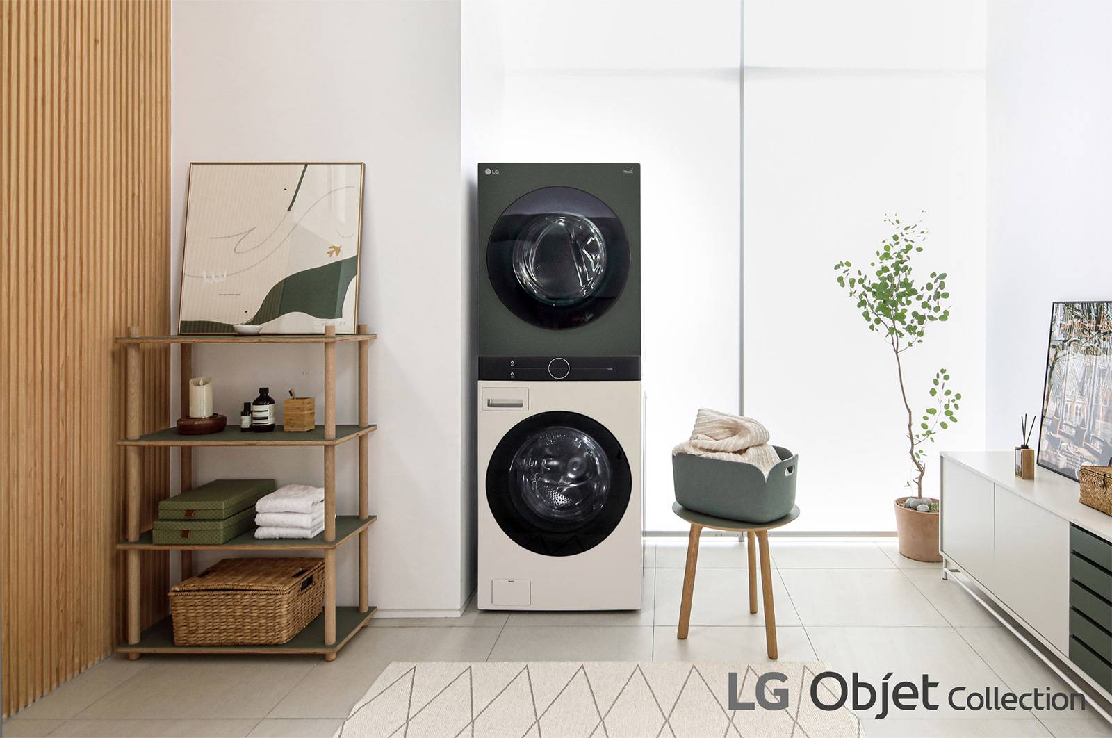 LG WashTower™ AI智控洗乾衣機 Objet Collection<sup>®</sup>｜ 洗衣19公斤+乾衣16公斤, WD-S1916JGB