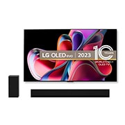 Front view of LG G3 OLED 77&#34; TV &amp; GX Soundbar OLED77G36LA.GX