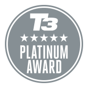 T3 platinum award logo in white and silver