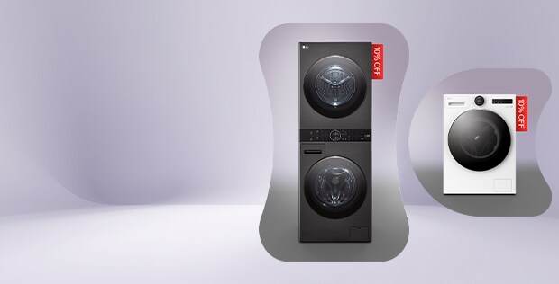 lg washtower and washing machine with quiet mark logo