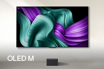 LG OLED M depicting an abstract background.	