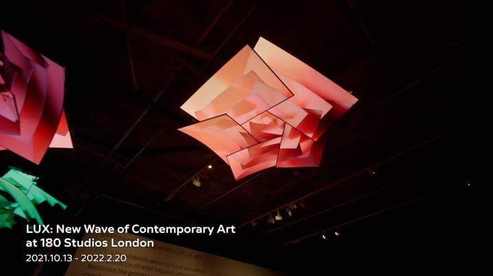 A series of different exhibits that used different LG TVs that showcased the art works.	