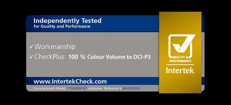 Intertrek certification for 100% Color Volume to DCI-P3.	