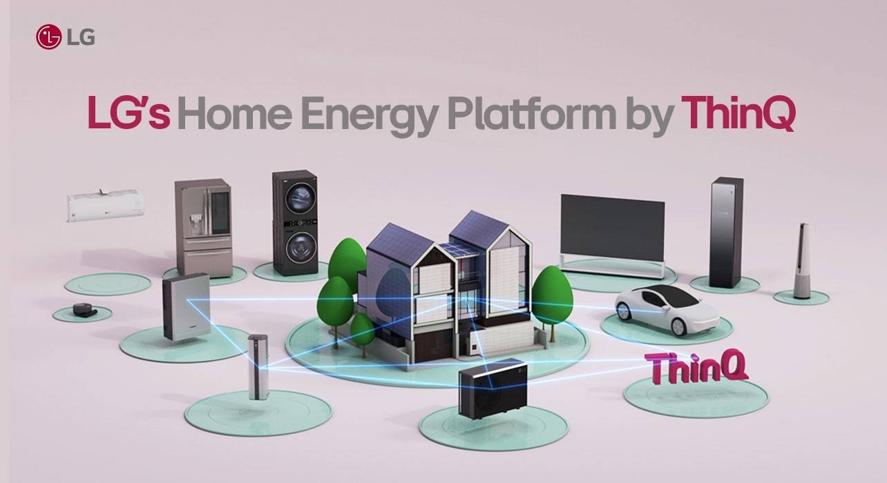 LG's Home Energy Platform integrating various appliances and devices with ThinQ.