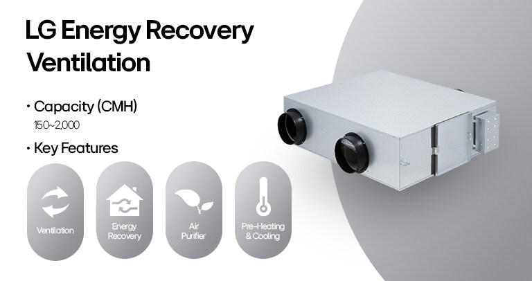 LG Energy Recovery Ventilation unit enhancing indoor air quality and energy efficiency with advanced ventilation technology.