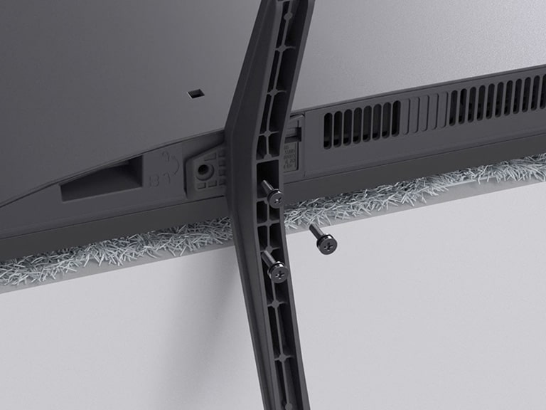 Video guide showing how to securely set up the LG QNED evo AI QNED92 MiniLED 4K Smart TV with the supplied stand.