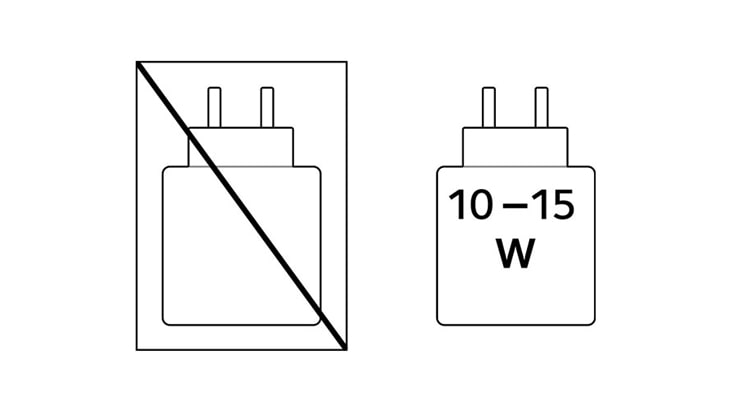  The power delivered by the charger must be between min [10] Watts required by the radio equipment, and max [15] Watts in order to achieve the maximum charging speed.