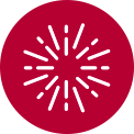 White firework burst with symmetrical lines radiates outward from the centre on a red background.  White starburst pattern with radiating lines on a grey background, centrally positioned.