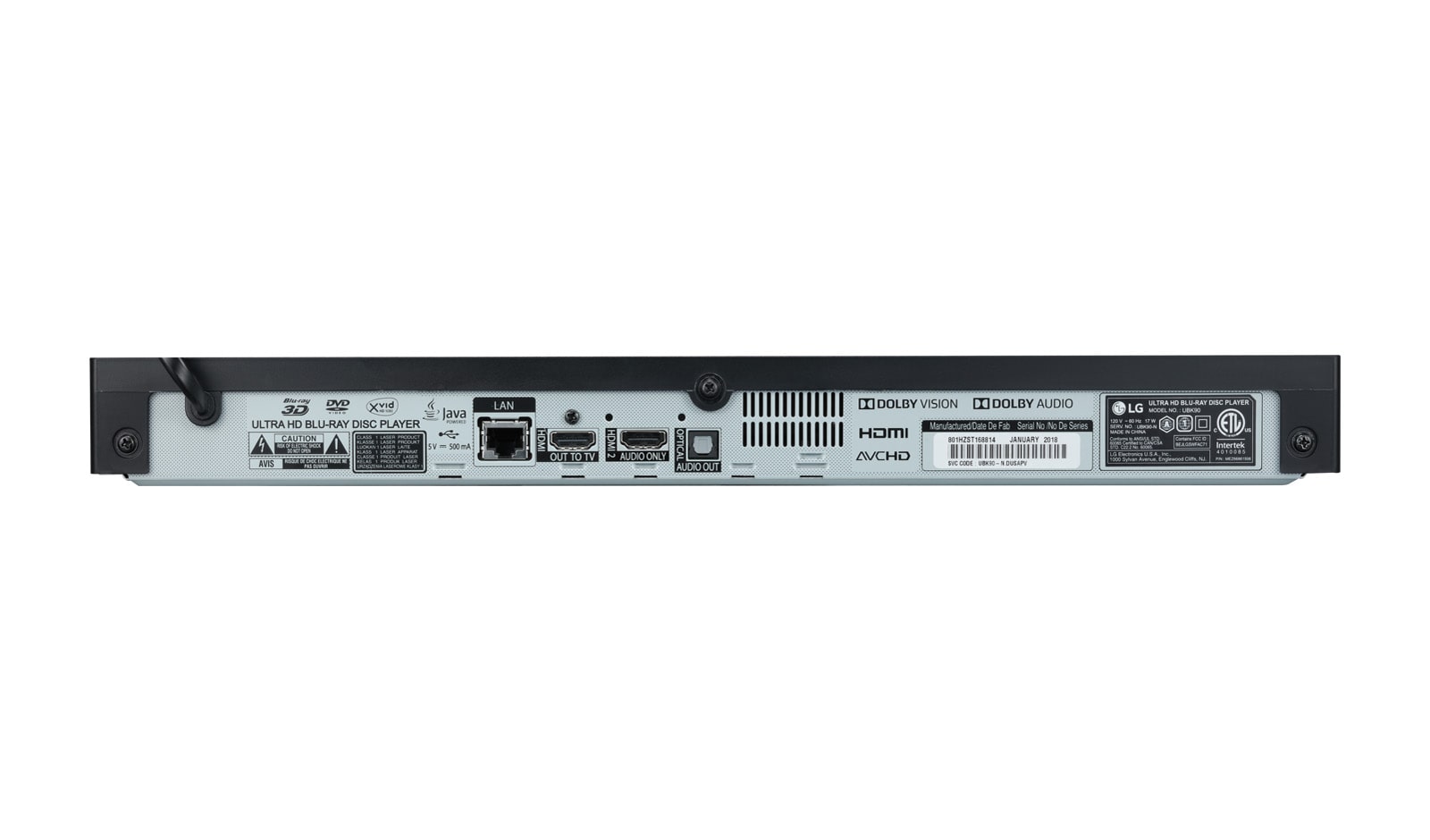 LG 4K Ultra HD HDR Dolby Vision Blu-ray Player, UBK90