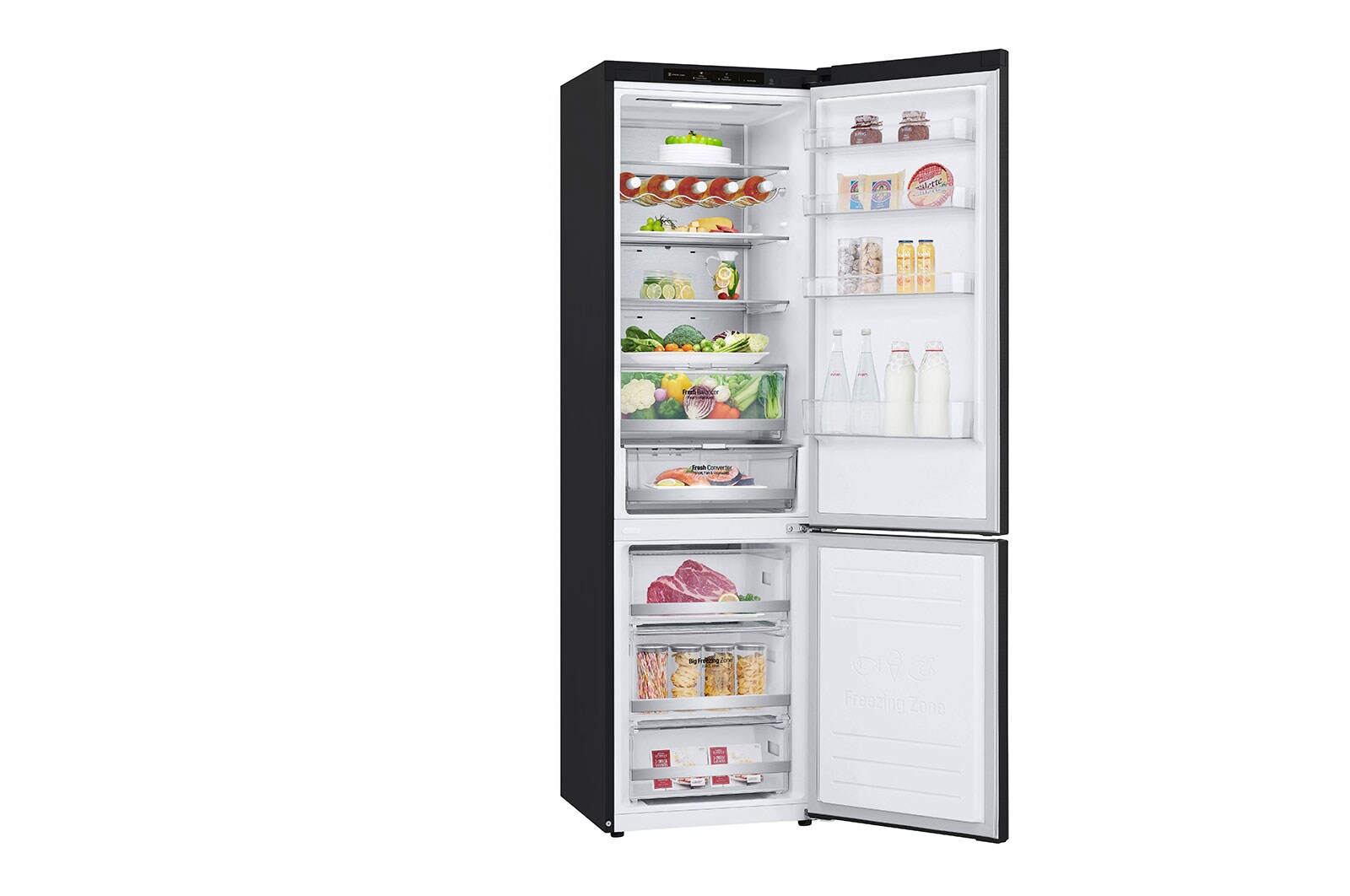 LG 384L Tall Fridge Freezer Matte Black Total No Frost, GBB72MCVBN