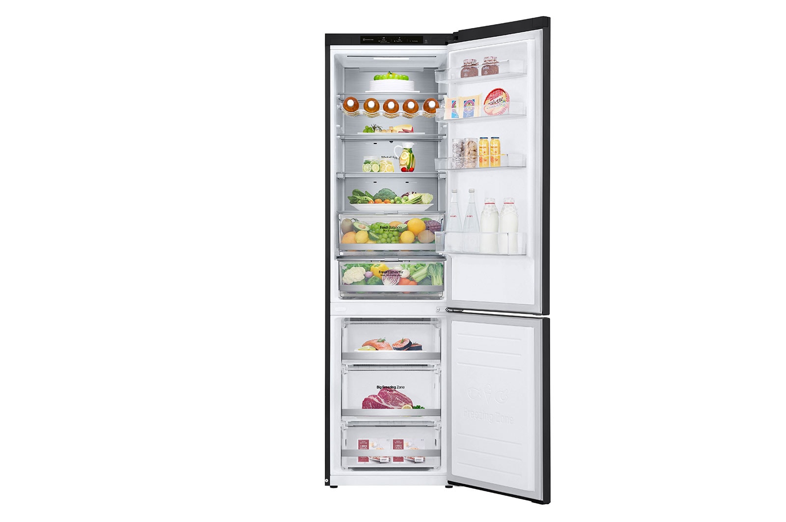 LG 384L Tall Fridge Freezer Matte Black Total No Frost, GBB72MCVBN