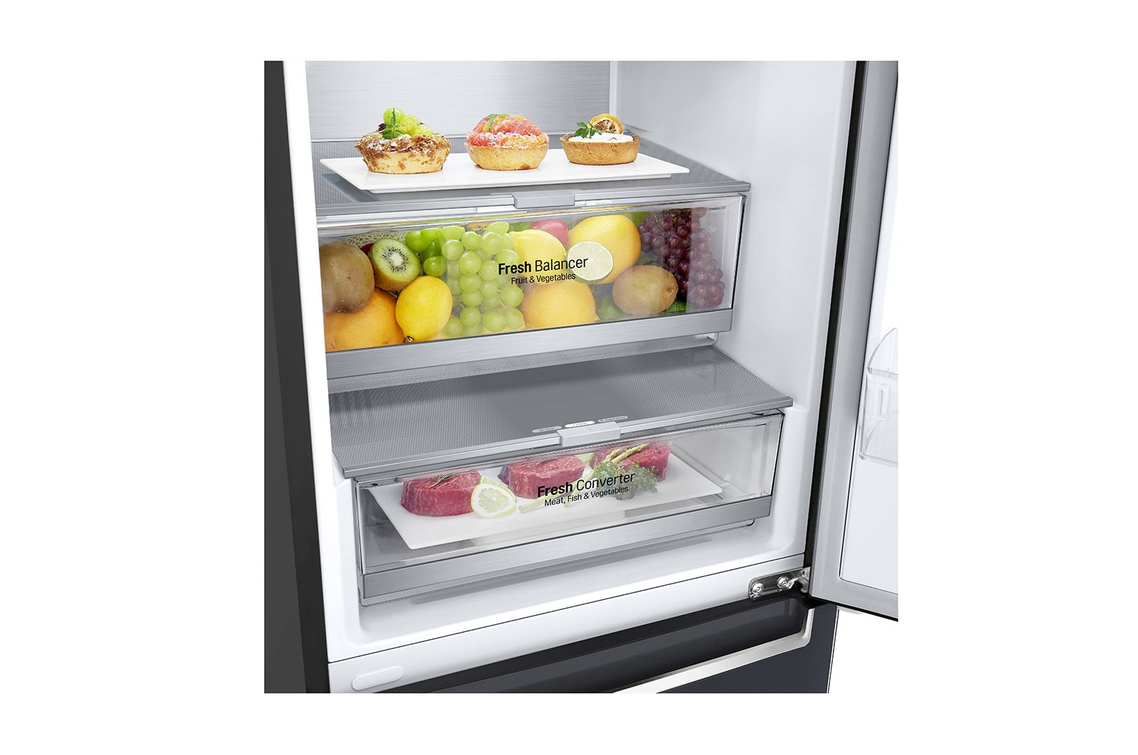 LG 384L Tall Fridge Freezer Matte Black Total No Frost, GBB92MCBAP
